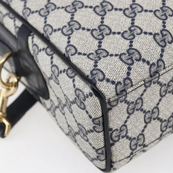 GUCCI GG Supreme Sherry Line Shoulder Bag PVC 2way Navy Gold 010 378 Auth 145988 - Picture 5 of 16